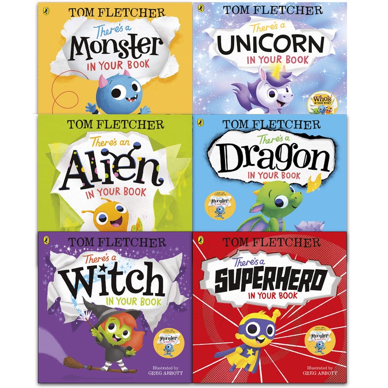 Tom Fletcher Theres Series 6 Books Collection Set There’s a Dragon Monster Alien Witch Superhero Unicorn