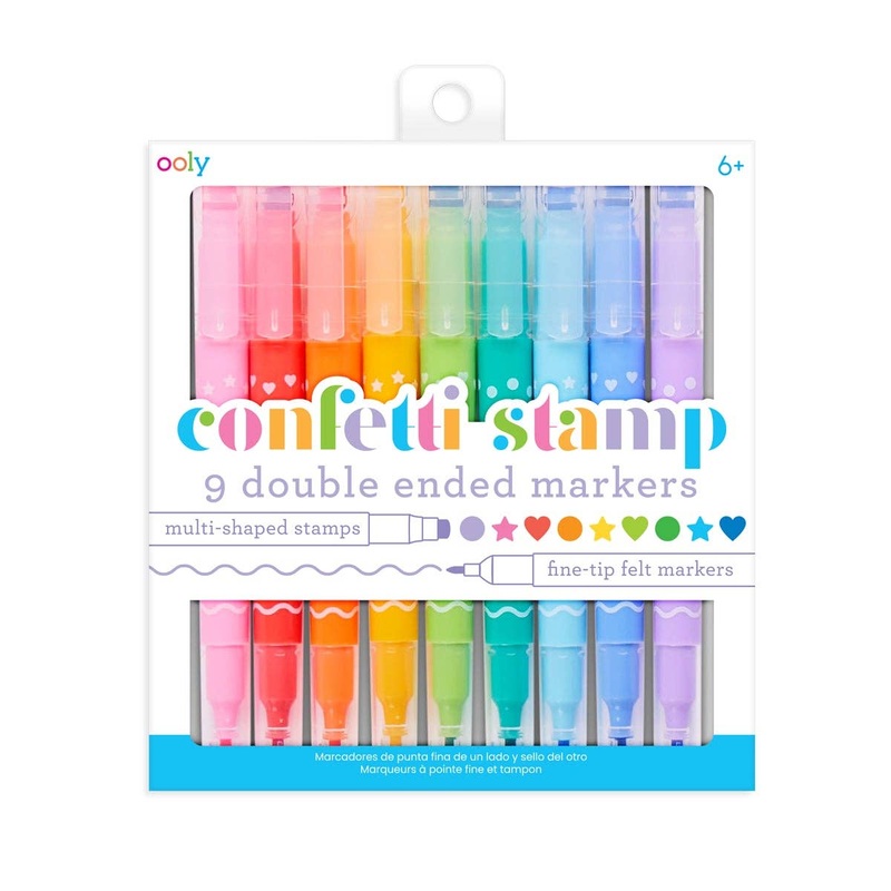 Confetti Stamp Double-Ended Markers – Set of 9