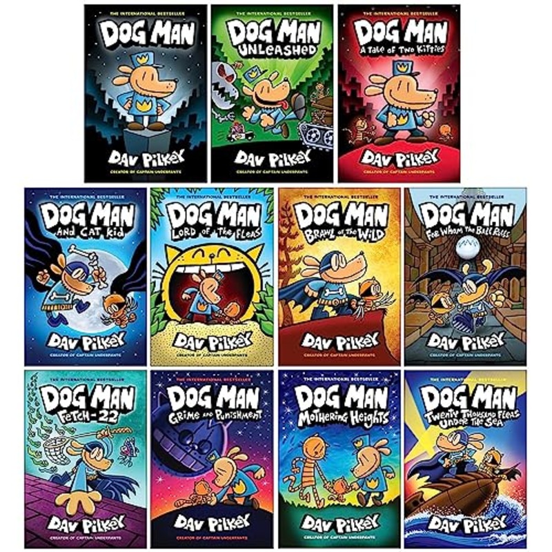 Dog Man Series by Dav Pilkey – 11 Books Box Set Collection (Hardback) for Kids Ages 7+,  Unleashed, Tale of Two Kitties, Cat Kid, Lord of the Fleas