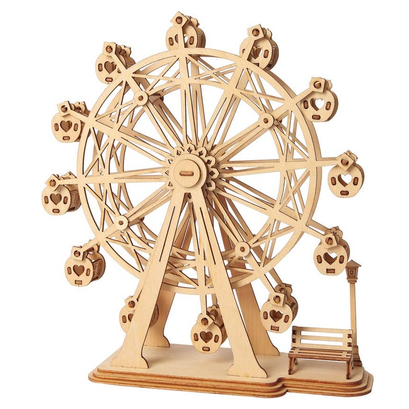 3D Laser Cut Wooden Puzzle: Ferris Wheel