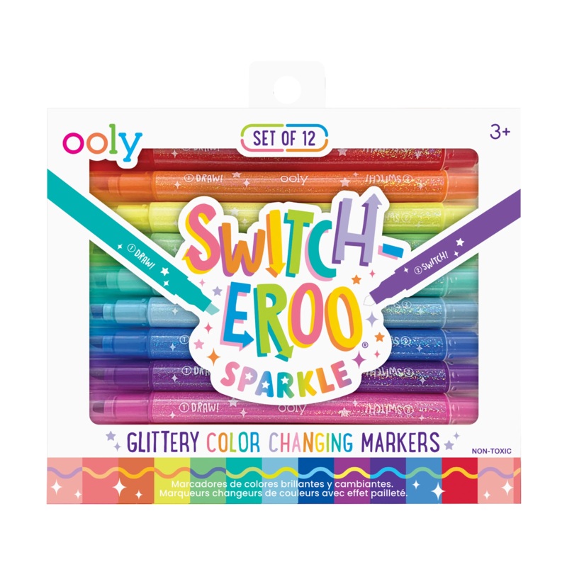 Switch-Eroo Sparkle Glittery Color Changing Markers- 12 pc