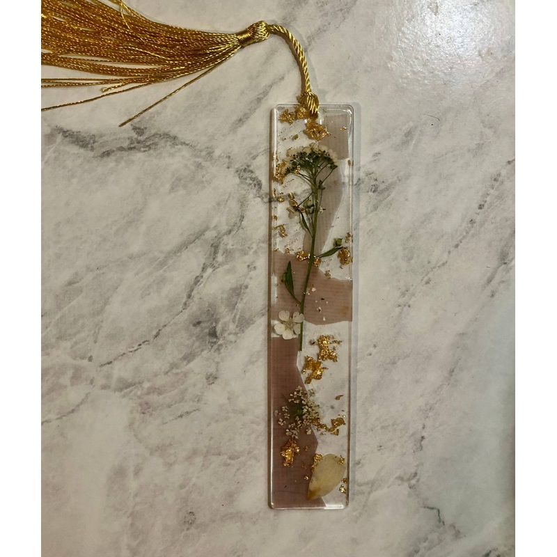 Floral Resin Bookmark White