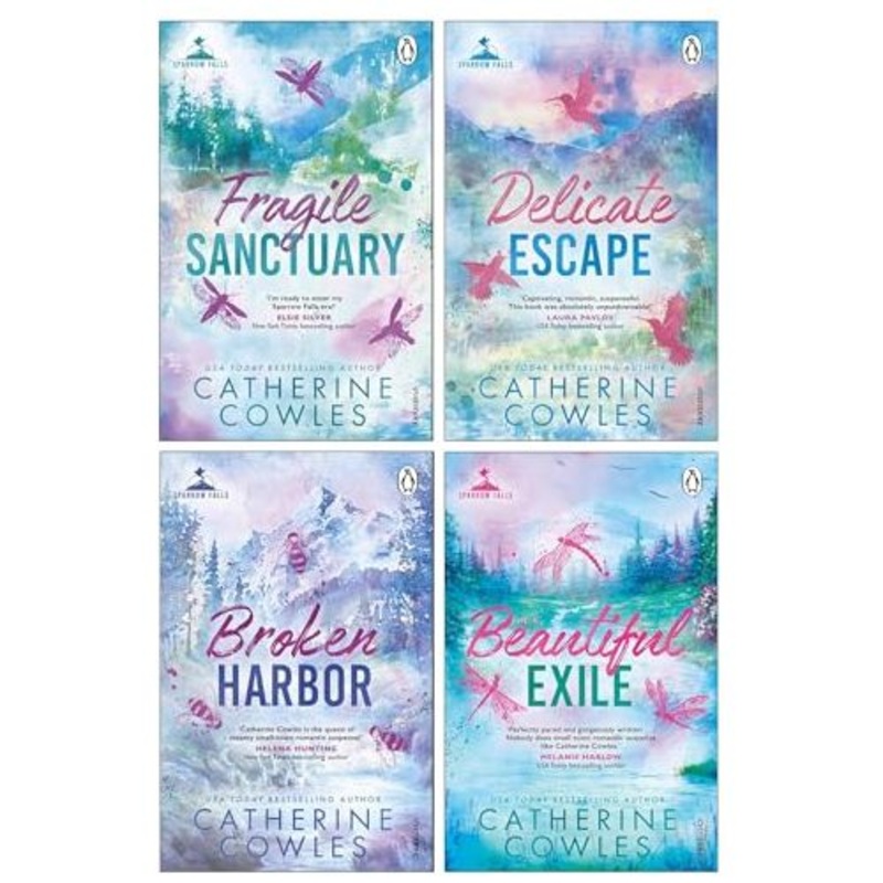 Sparrow Falls Series (Book 1-4) by Catherine Cowles 4 Books Collection Set (Fragile Sanctuary, Delicate Escape, Broken Harbor and Beautiful Exile)