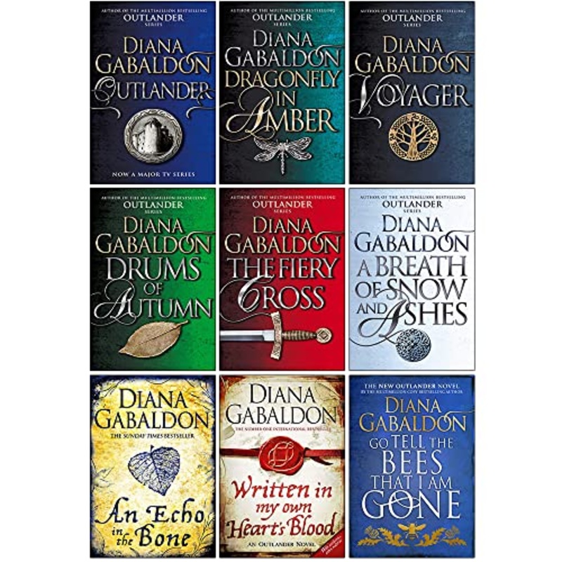 Diana Gabaldon Outlander Series 9 Books Collection Set (Outlander, Dragonfly in Amber, Voyager, Drums of Autumn, Fiery Cross, Breath of Snow and Ashes, An Echo in the Bone & More)