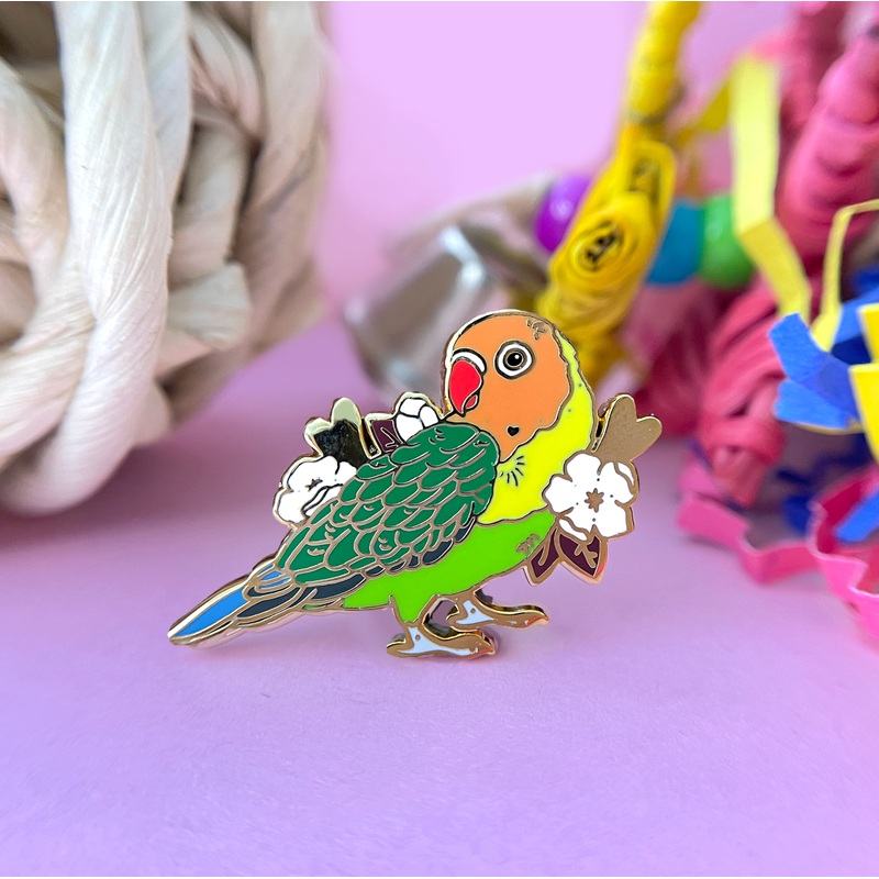 The Crowned Rabbit – Rainbow Lovebird Enamel Pin