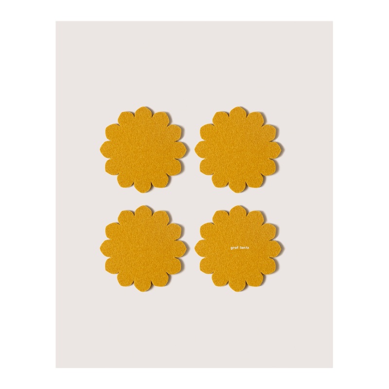Crest Merino Wool Coaster Solid 4 Pack – Turmeric