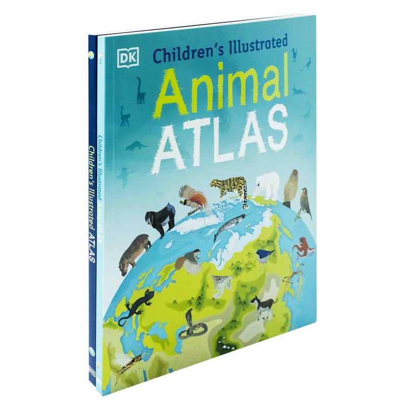 Children’s Atlas Collection 2 Books Set by Andrew Brooks & DK  Illustrated Animal & Geography Atlases for Kids| Fun Learning, Exploration & Education