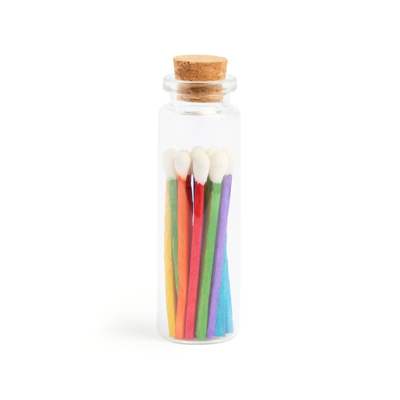 Rainbow Stick Matches in Small Corked Vial