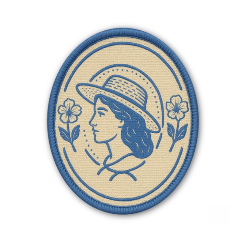 Prairie Bloom  Vintage Cameo Patch Style Sticker