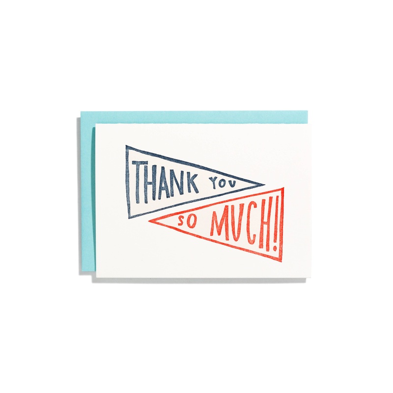 Thanks Pennant Navy – Letterpress Greeting Card