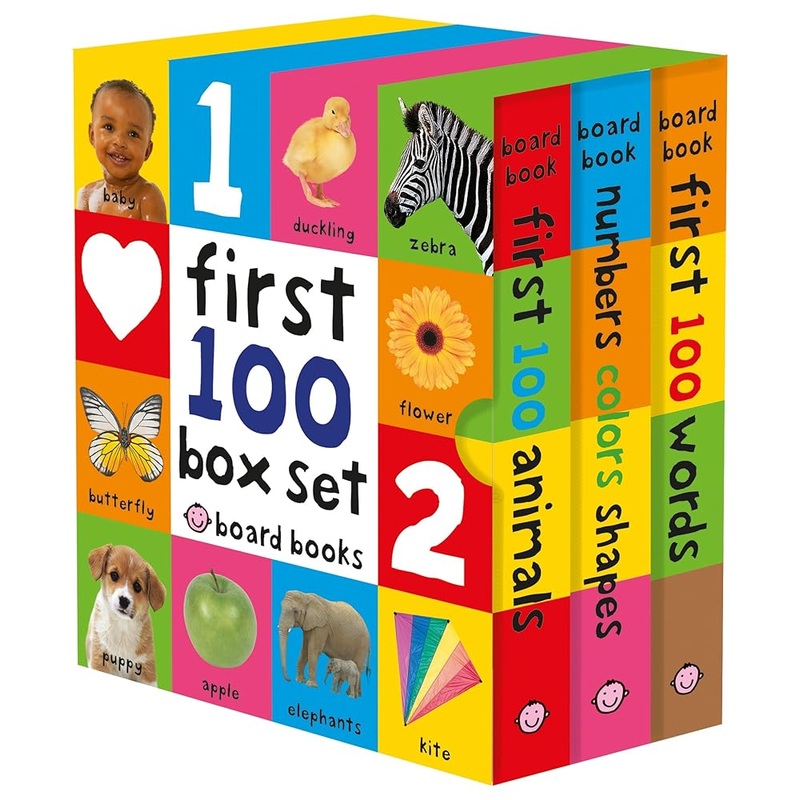First 100 Board Book Box Set (3 books): First 100 Words, Numbers Colors Shapes, and First 100 Animals