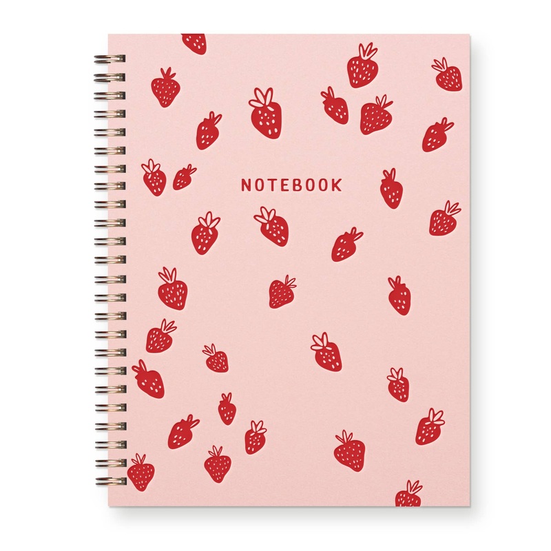 Strawberry Pattern Journal : Lined Notebook Sunset Pink Cover | Heirloom Ink