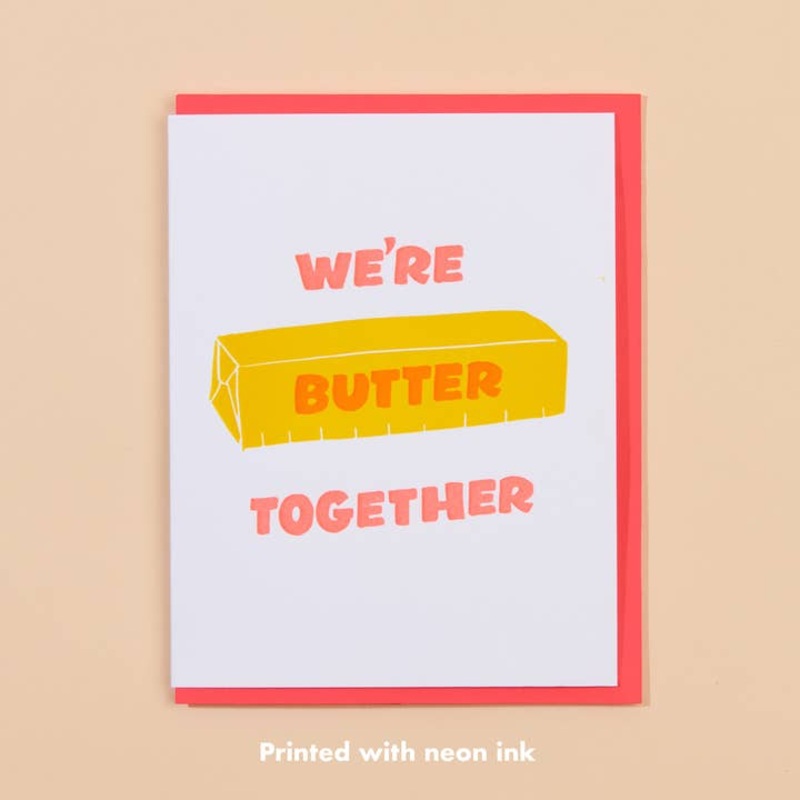 Butter Together Love Letterpress Card – Foodie Valentine