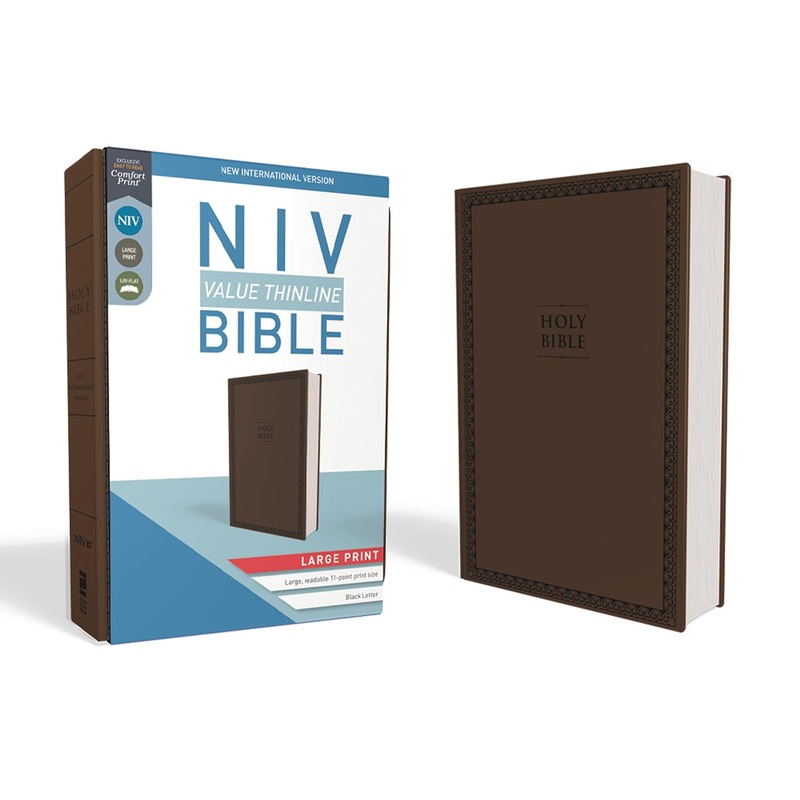 NIV, Value Thinline Bible, Large Print Imitation Leather Brown