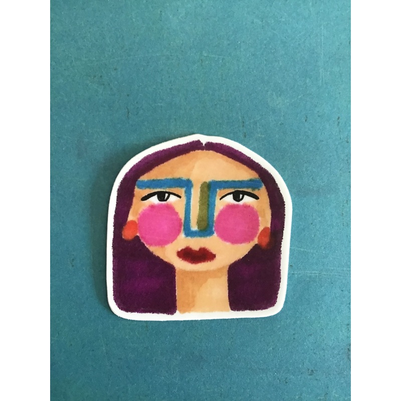Woman Face Sticker (Purple Hair)