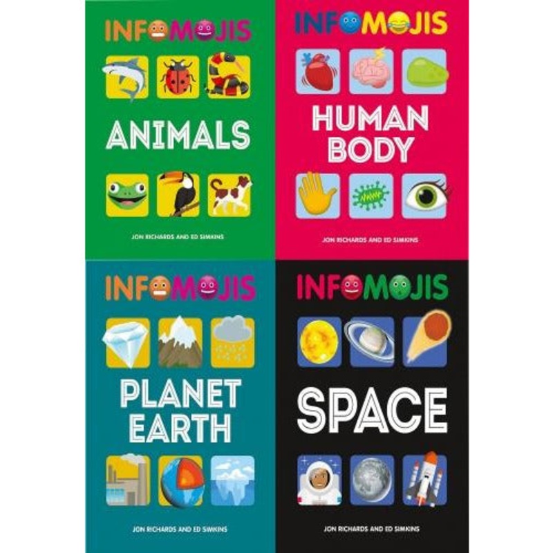 Infomojis Series Collection 4 Books Set Animals Planet Earth Human Body Space Books For Childrens