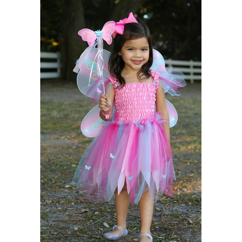 Butterfly Dress with Wings + Wand, Pink