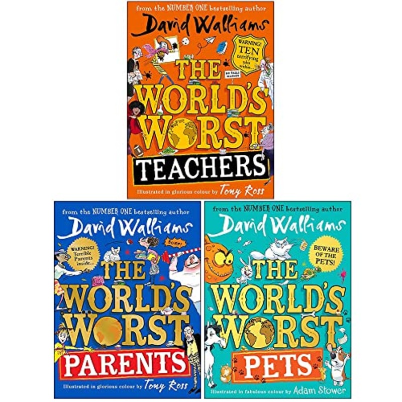 David Walliams Collection 3 Books Set (The World’s Worst Teachers, The World’s Worst Parents, The World’s Worst Pets)
