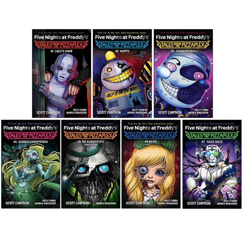 Five Nights at Freddys: Tales from the Pizzaplex Series 7 Books Collection Set By Scott Cawthon (Lally’s Game, Happs, Somniphobia, Submechanophobia, The Bobbiedots Conclusion, Nexie, Tiger Rock)
