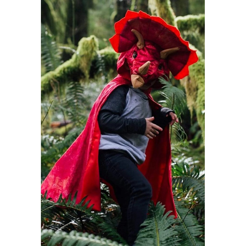 Triceratops Hooded Dinosaur Cape, Red 4-5