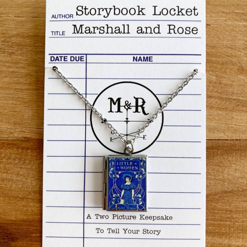Book Locket Little Women – Blue Vintage Dress: Stainless Steel