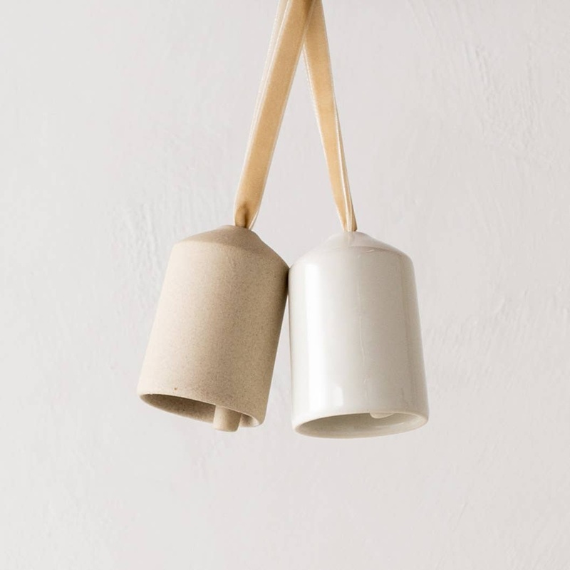 Ceramic Bell Ornament  (tall) Ivory Porcelain