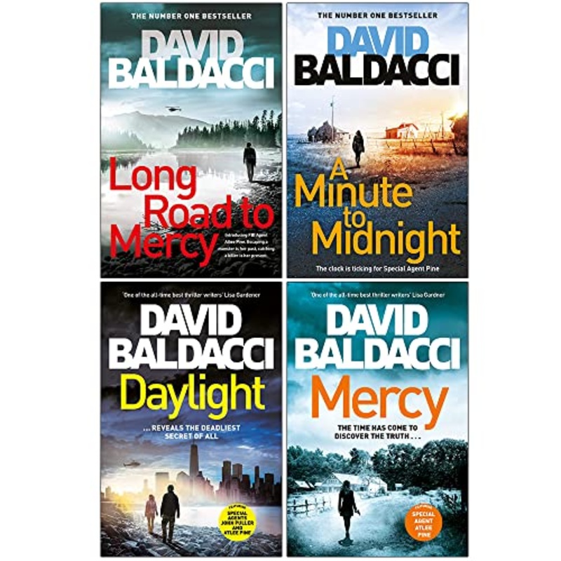 David Baldacci Atlee Pine Series 4 Book Collection Set  Long Road to Mercy, Minute to Midnight, Daylight, Mercy  Thriller Mystery Fiction Bestseller