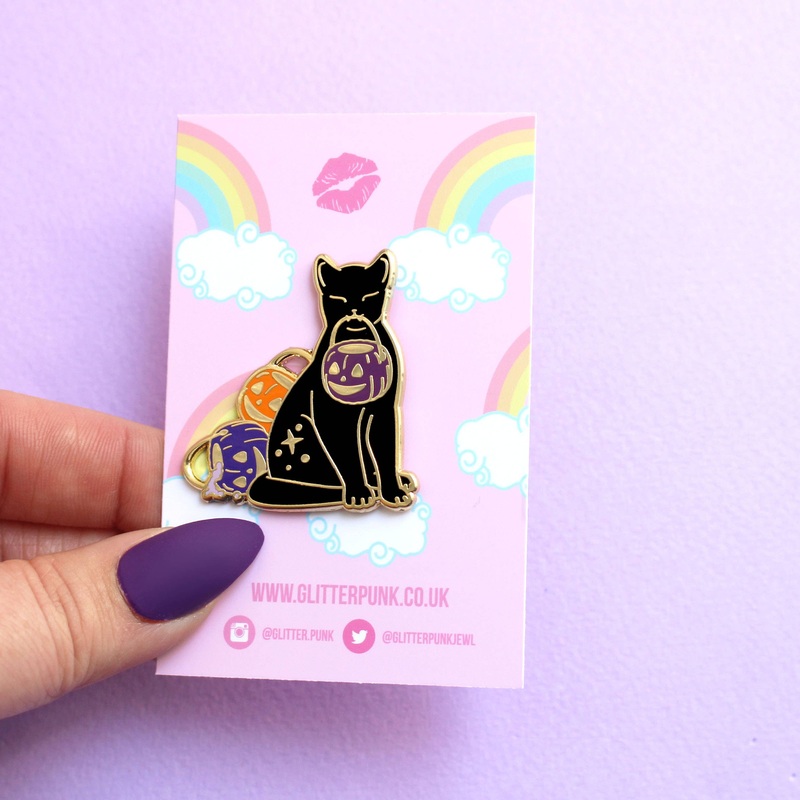 Glitter Punk – Trick or Treat Cat Enamel Pin  – Halloween Collection