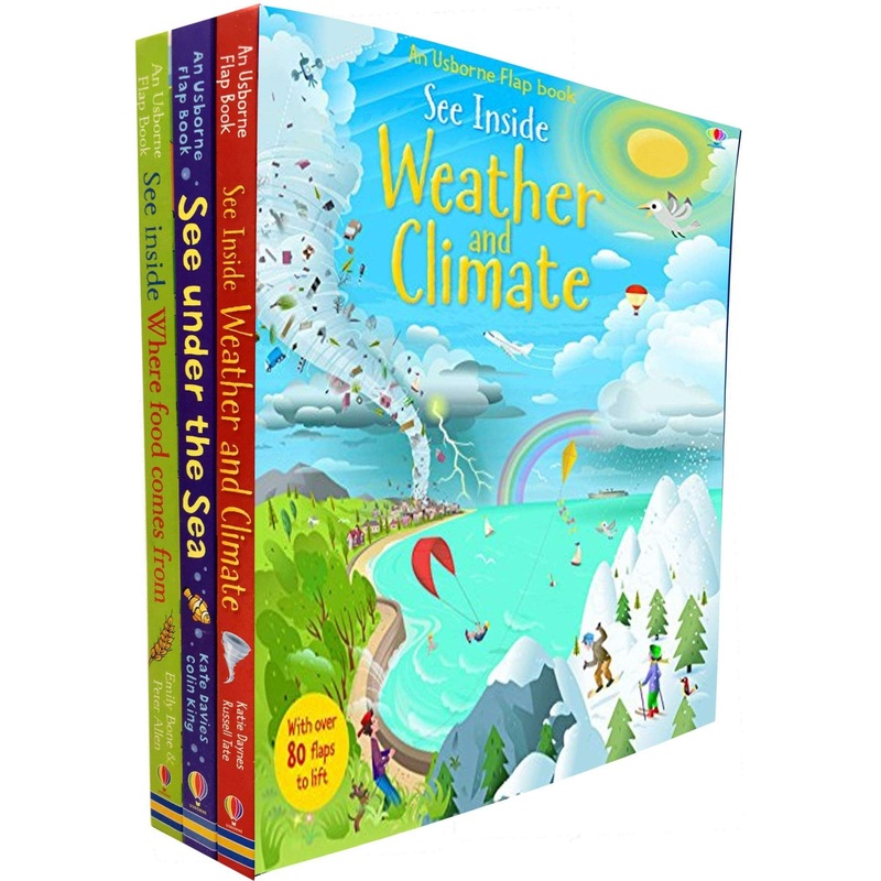 An Usborne Flap Book, See inside 3 book set collection – Food, Weather and Sea