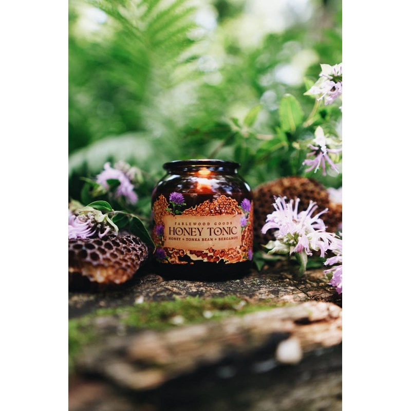Fablewood Goods – Honey Tonic | 8oz Apothecary Soy Candle | Wild Beragmot, Honey and Tonka