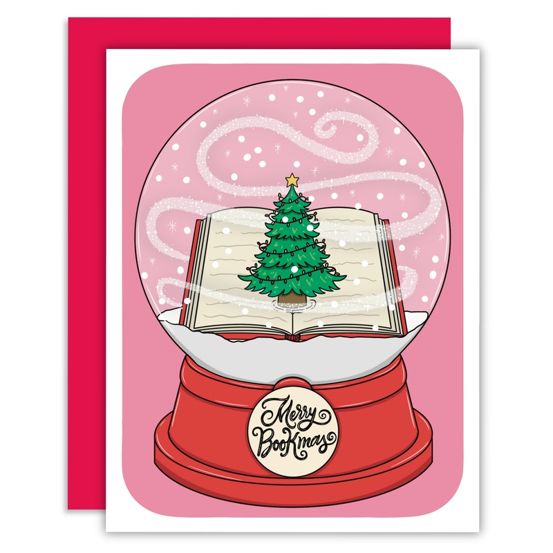 Greeting Card – Merry Bookmas Snow Globe