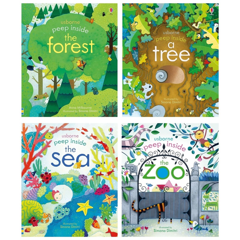Usborne Peep Inside 4 Books Collection Set Peep Inside The Sea, Peep Inside the Forest, Peep Inside The Zoo, Peep Inside a Tree