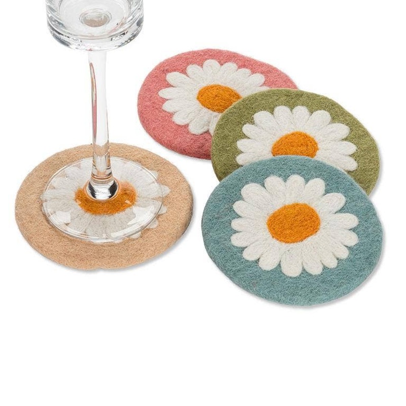 Set of 4 Daisy Coasters-4″D