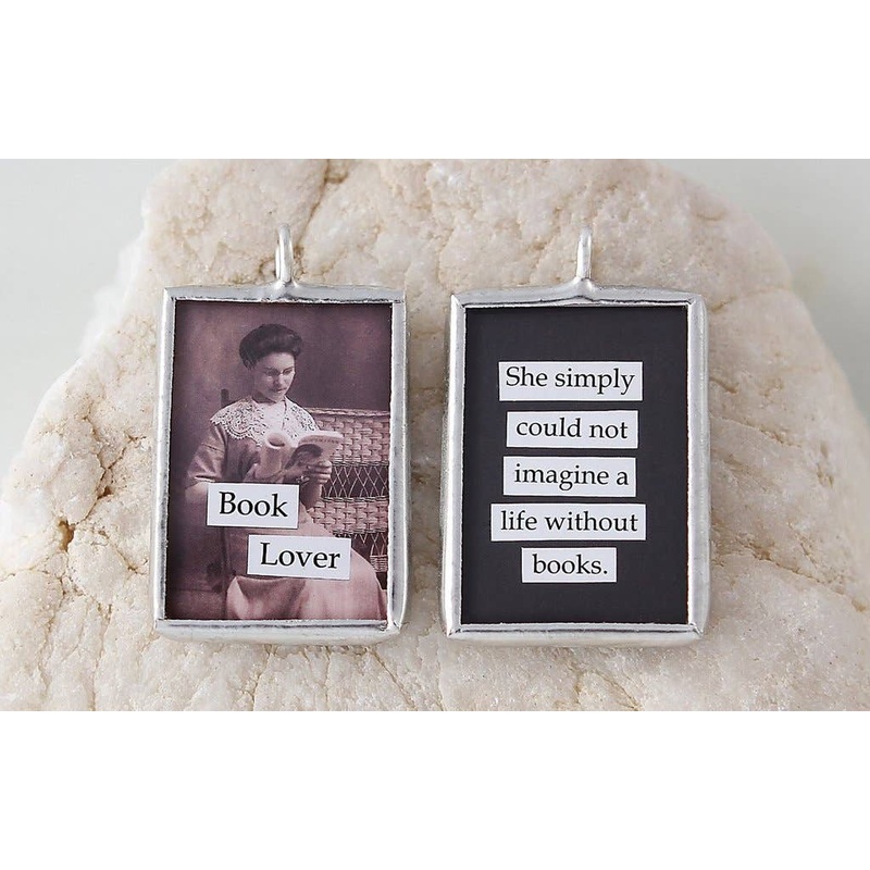 Book Lover Soldered Art Charm: Complete Necklace