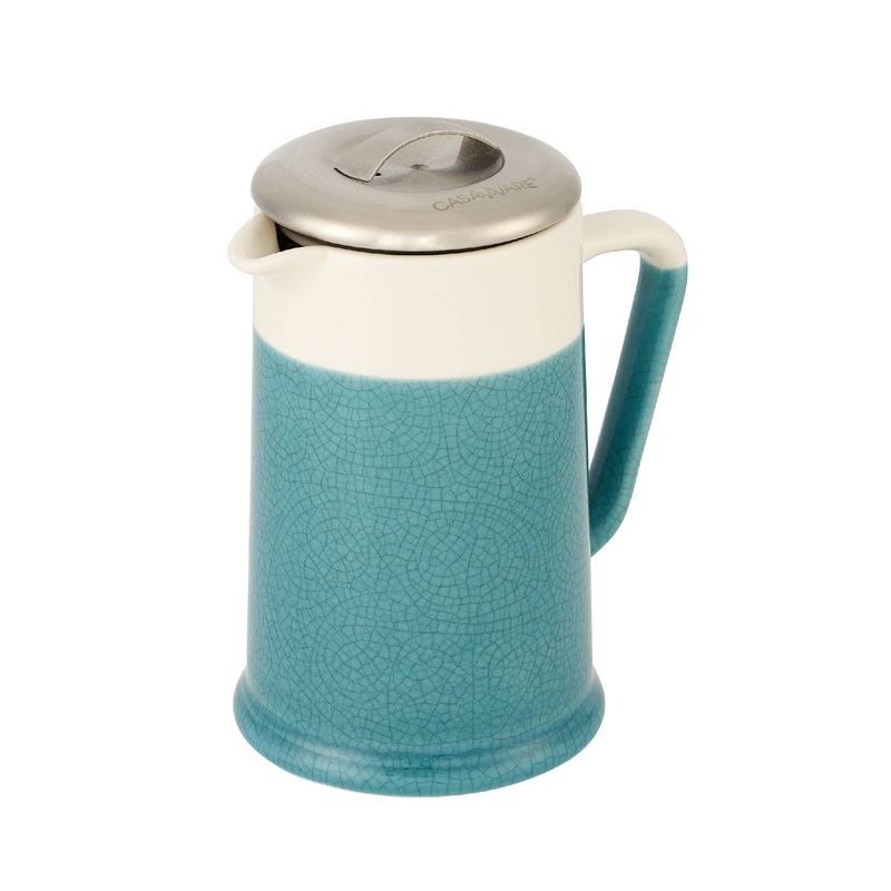24oz Teapot with Strainer Lid Crackle Glaze Turquoise