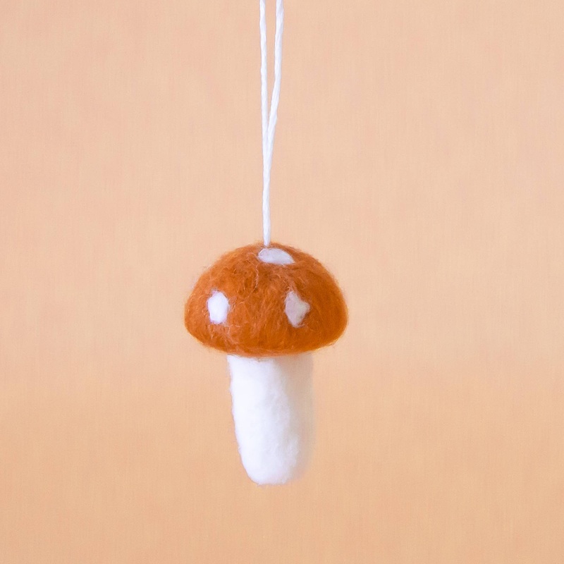 Holiday Mushroom Ornament | Brown