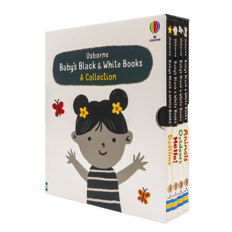 Usborne Baby’s Very First Black and White 4 Books Set (Animals, Hello!, Outdoors, Bedtime)
