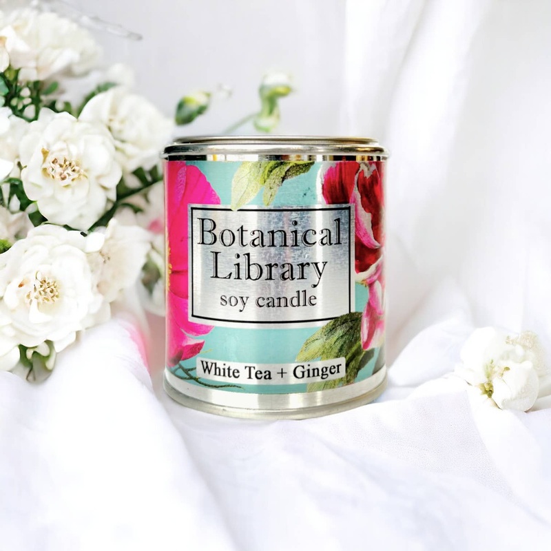 Fly Paper Products – Spring Botanical Library 8oz Soy Candle with Garden Quote