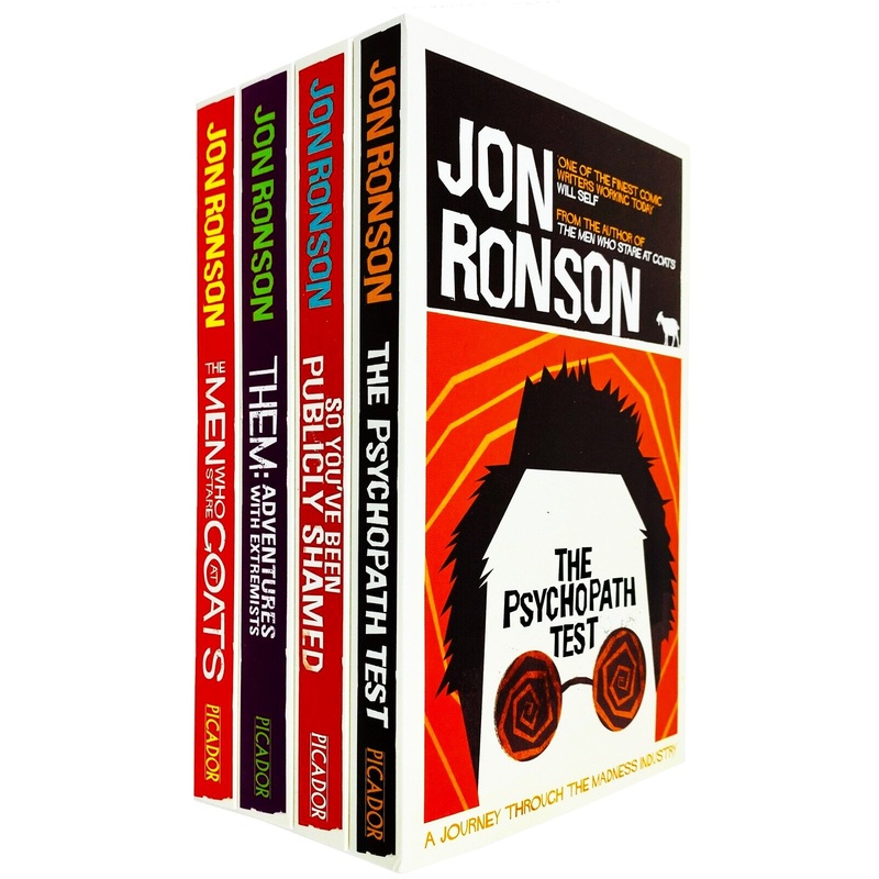 Jon Ronson 4 Books Collection Set (The Psychopath Test, So You’ve Been Publicly Shamed, Them Adventures with Extremists, The Men Who Stare At Goats)