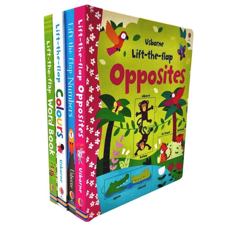 Usborne Lift The Flap 4 Books Set – Numbers,colours, opposites, word book