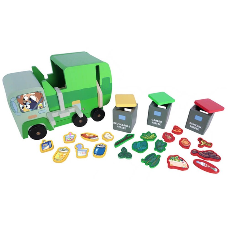 BLUEY WOODEN GARBAGE TRUCK