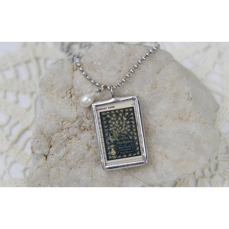 Pride and Prejudice Vintage Book Cover Charm Necklace