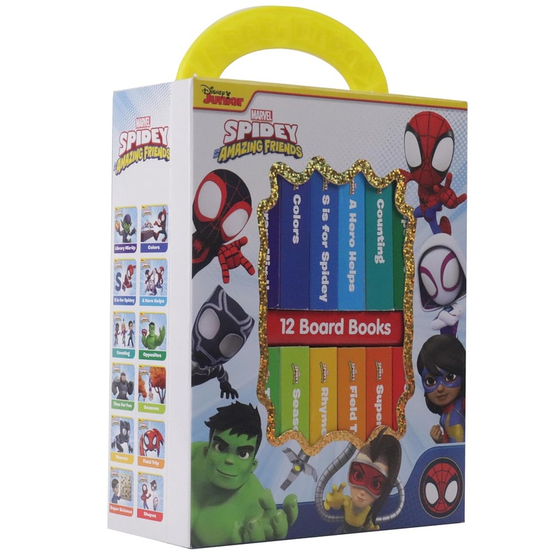Disney Spidey and his Amazing Friends – My First Library 12 Board Book Set – First Words, Alphabet, Numbers, and More Baby Books – PI Kids