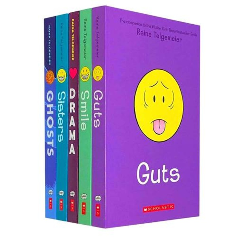 Raina Telgemeier Collection 5 Books Set – Smile, Drama, Sisters, Ghosts, Guts