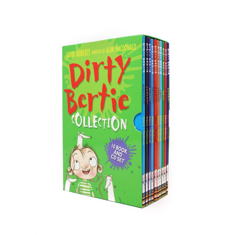 Dirty Bertie Collection 10 Books & Audio CD Box Set by Alan MacDonald (Zombie, Pirate, Rats, Fame, Smash, Horror, Jackpot, Aliens, Scream & Dinosaur)