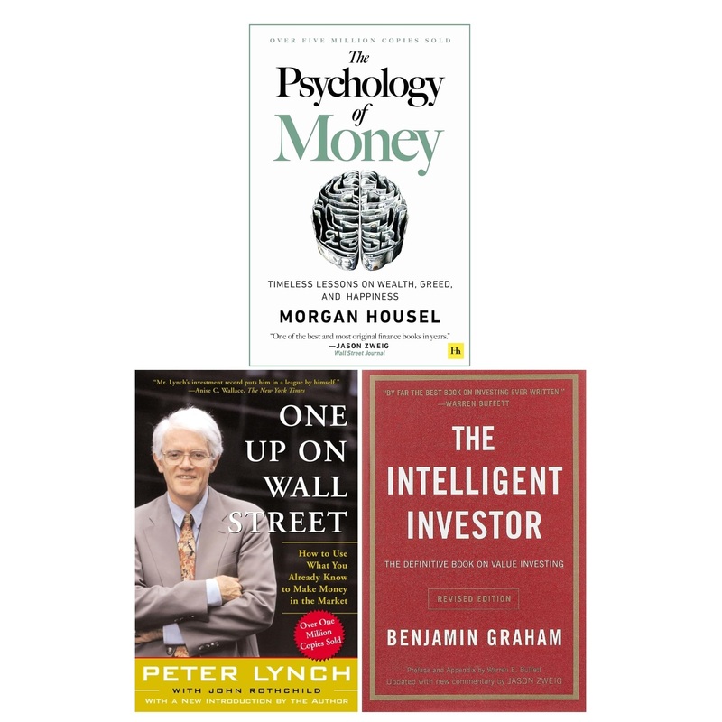The Intelligent Investor, Psychology of Money, One Up on Wall Street 3 Books Collection Set