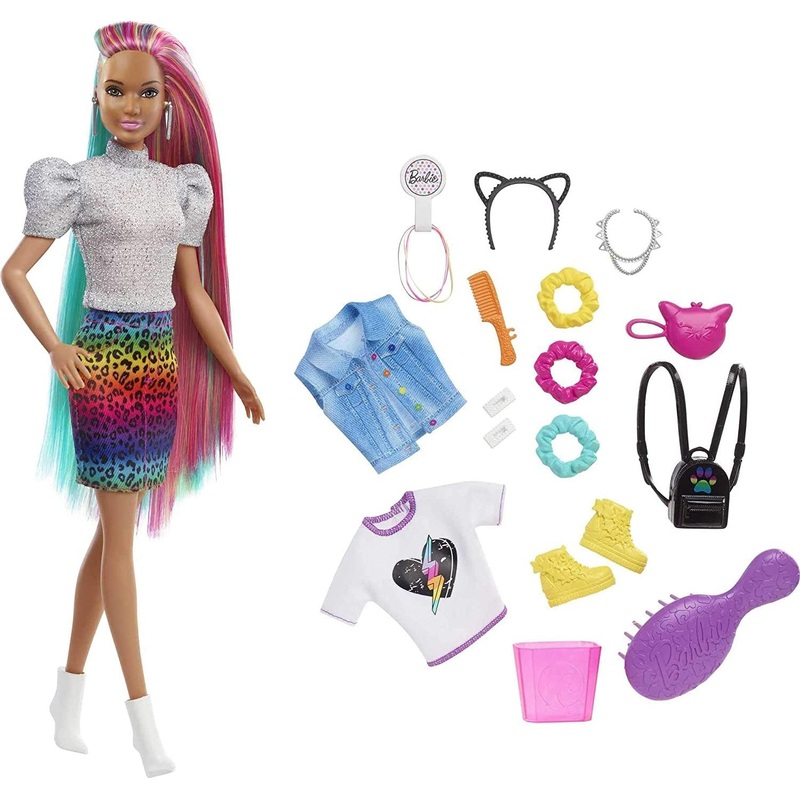 Barbie Leopard Rainbow Hair Doll