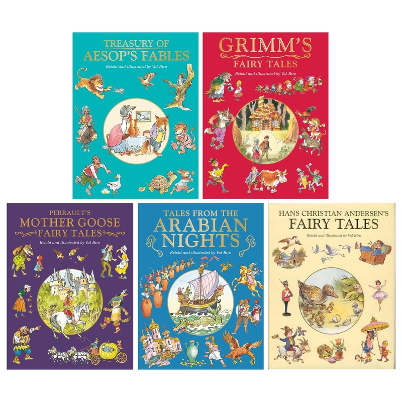 Fairy Tale Treasuries Series Collection 5 Books Set By Val Biro, H. C. Andersen (Grimm’s Fairy Tales, Aesop’s Fables, Treasury,Hans Christian Andersen’s Fairy Tales,Charles Perrault’s Mother Goose)